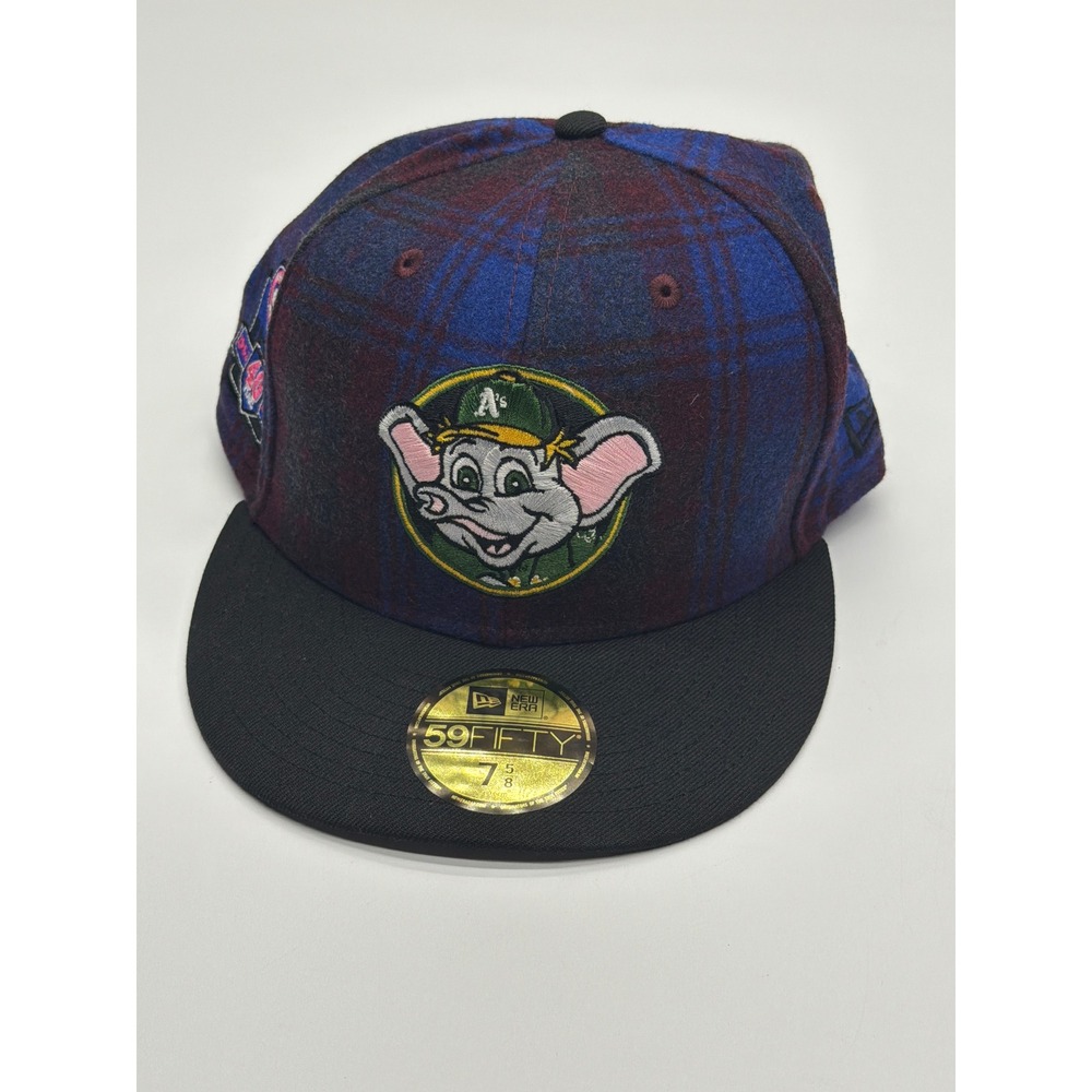New Era 59FIFTY Oakland Athletics Mascot Plaid Hat 7 5/8 40th Anniversary Patch